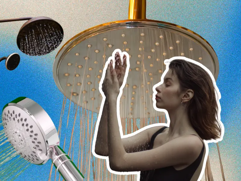 woman and shower heads