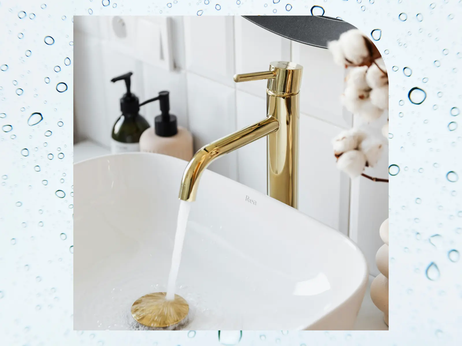 gold faucet white sink