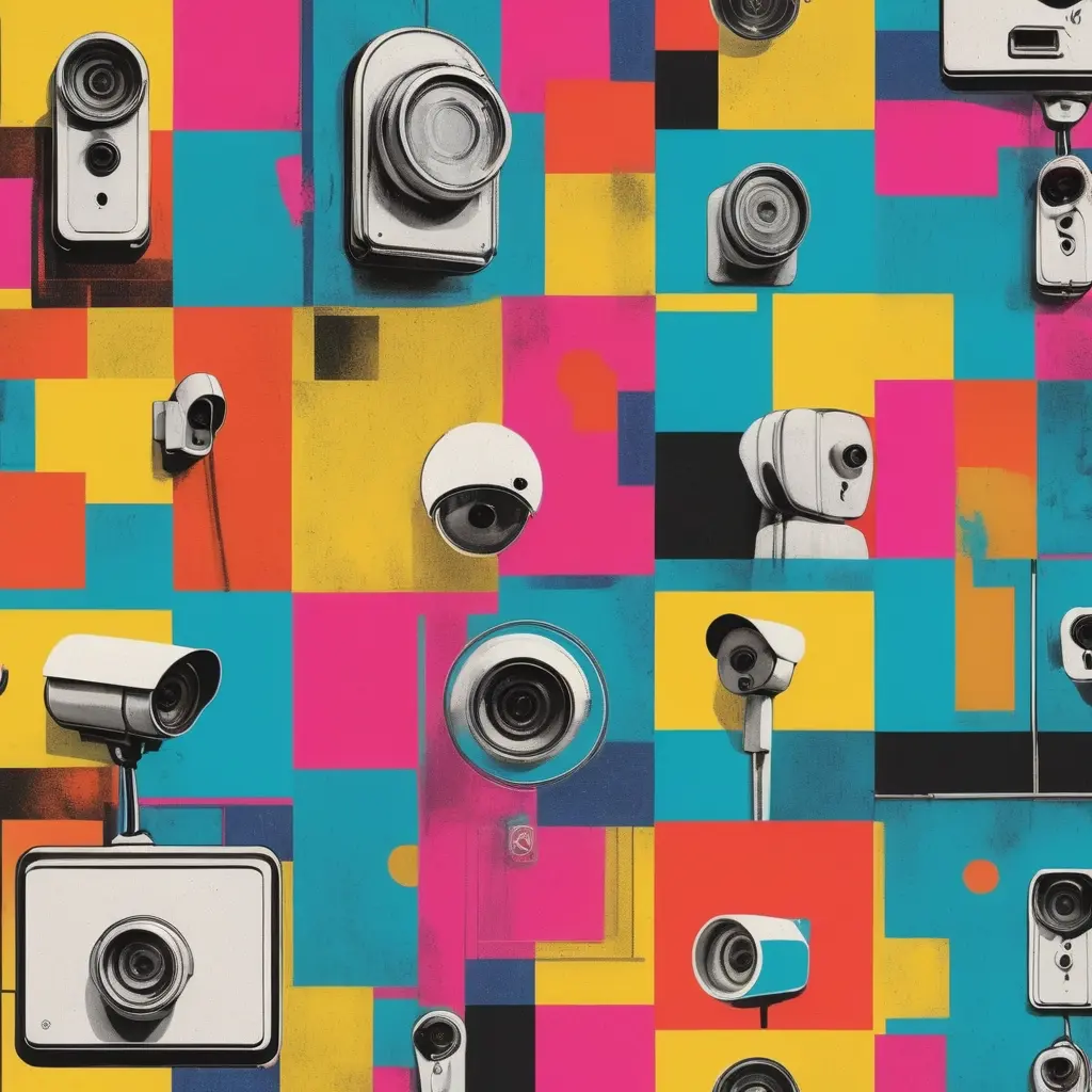 security camera in the style of pop art