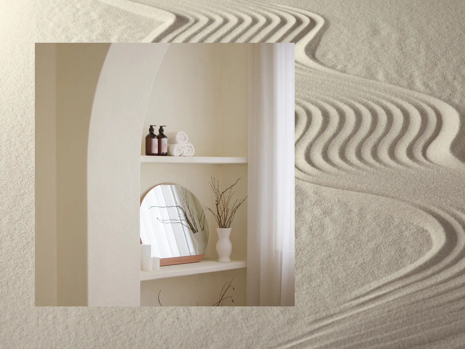 spa entrance with lotions on a shelf