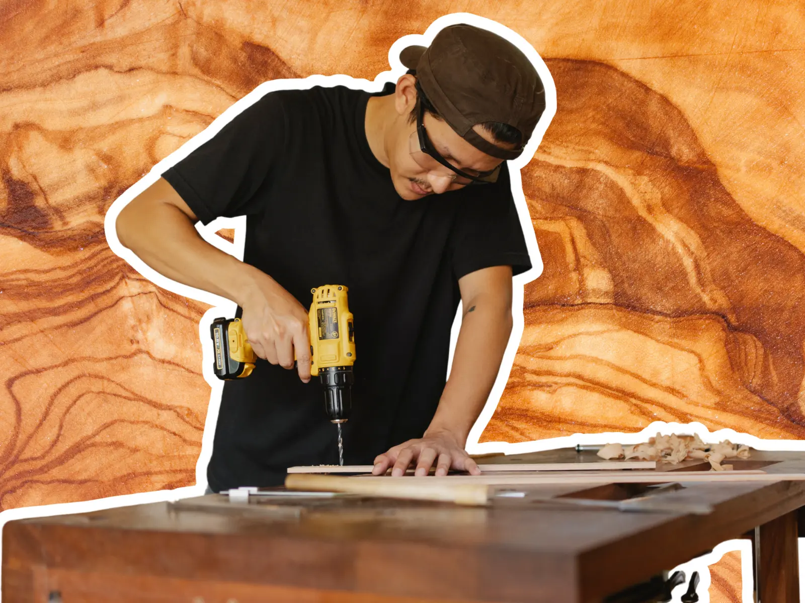 Man at wood working table